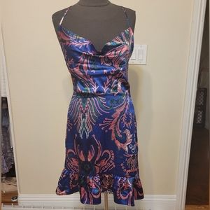 Satin cowl neck dress